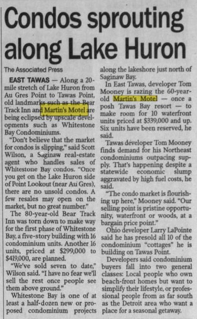 Martins Motel - Oct 2005 Razed To Make Way For Condos (newer photo)